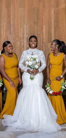 Unique Mermaid Straps Sleeveless Popular Cheap Maxi Long Wedding Guest Bridesmaid Dresses,WGM242