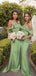 Elegant Green Sleeveless Mermaid Long Bridesmaid Dresses Online,WGM458