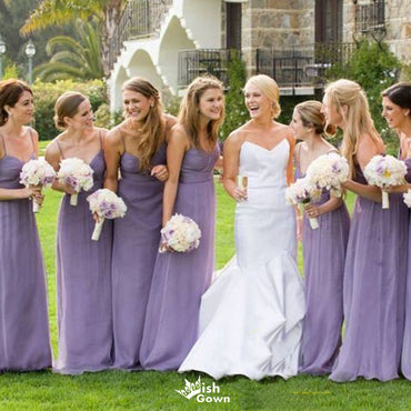 Elegant Purple Spaghetti Strap Sleeveless Mermaid Long Bridesmaid Dresses Online,WGM460