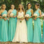 Elegant Mint Green One-Shoulder Sleeveless A-Line Long Bridesmaid Dresses Online,WGM437