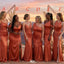 Modern Multi-Style Burnt Orange Satin Maid of Honor Dress With Side Slit,WGM473