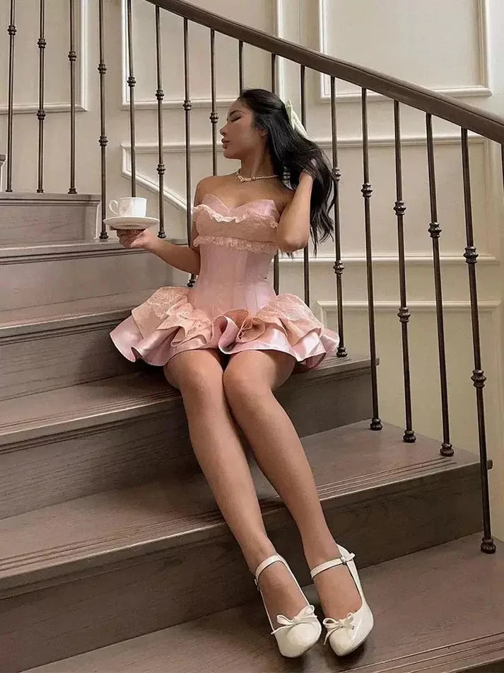 Elegant Pink Sweetheart A-Line Short Homecoming Dresses For Birthday Party, EPT708