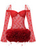 Sexy Red Spaghetti Strap Long Sleeve A-Line Short Homecoming Dresses For Party, EPT673