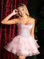 Sexy Sweetheart Sequin Corset Homecoming Dress Mini Ruffled Party Gown, EPT717