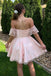 Cute Pink Off-Shoulder Short Sleeveless Homecoming Dresses For Birthday Party, EPT692