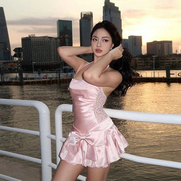 Elegant Pink Halter Strap A-Line Short Homecoming Dresses For Birthday Party, EPT705
