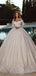 Elegant White Off-Shoulder Lace A-Line Long Wedding Dresses With Sweep Trailing ,WDH167