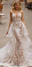 Elegant White Spaghetti Strap Mermaid Long Wedding Dresses With Sweep Trailing,WDH184
