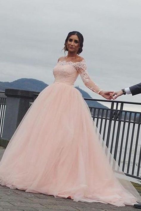 Elegant Pink Long Sleeve Lace Mermaid Long Wedding Dresses With Sweep Trailing,WDH178