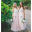 Long Light Pink Tulle Cheap Bridesmaid Dresses for Weddings, WG392