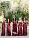 Multiple Types Sparkly Burgundy Sequin Long Bridesmaid Dresses Prom Dresses, WGM057