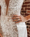 Sexy V-neck Spaghetti Strap Lace Long Bridal Dresses WDH021